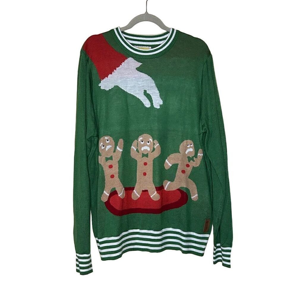 Tipsy Elves Unisex XL Green Gingerbread Men Ugly Christmas Sweater